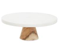 Monzaro Round White Marble And Acacia Wood Cake Stand Premier Housewares White One Size