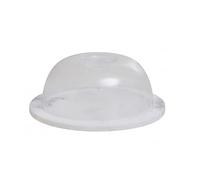 Premier Housewares Round White Marble Cheese Board With Clear Plastic Dome Polished Finish Sturdy Marble and Dome Versatile w20 x d20 x h8cm