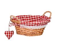 Premier Housewares Round Willow Basket with Gingham Lining - Red