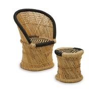 Premier Housewares Rowan Natural and Black Chair with Stool