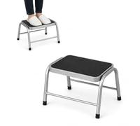 Premier Housewares Rubber Stool Silver Step | Non-Slip Step Stool