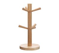 Premier Housewares Rubberwood Mug Tree 6 Mugs Holder for Kitchen | Free Standing Mug Stand | Sturdy Cup Holder Kitchen Accessories | Anti-Slip Coffee
