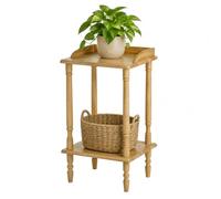 Premier Housewares Rubberwood Rectangle Console Table with Shelves Console Table Narrow Vintage Hall Table Telephone Table 62 X 36 X 29 Cm, Natural