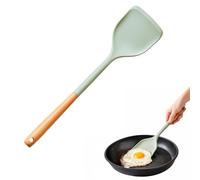 Premier Housewares Sage Green Silicone Head Turner with Round Wood Handle|Vibrant Green Silicone Turner|Versatile Kitchen Tool for Baking, & Serving|Flexible Frying Spatula
