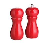Premier Housewares Salt and Pepper Shaker, Mill Set for Kitchen Counter Décor, Wooden, 5x5x11cm - Red