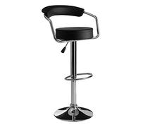Premier Housewares Scala Bar Chair, Chromed Metal, Leather Effect, PVC, Black, 52x53x103 cm