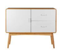 Premier Housewares Scandi Style Sideboard, Natural Wood Sideboard, Modern Oak Wood Sideboard, 1 Door & 2 Drawer Sideboard in White Premier Housewares White