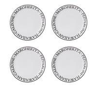 Premier Housewares Serving Small Side Plates Glazed Finishing Large Pizza Plates Serving Set of 4 Porcelain White 23 x 23 x 2 cm