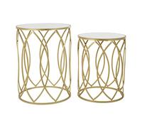 Premier Housewares Set Of 2 Champagne Finish Side Tables, Gold