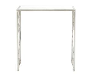 Premier Housewares Set of 2 Side Tables For Bedroom Small Sized Side Table For Bedside With Leaf Patterns And Arabesque Design Contemporary Furniture With Silver Finish 61 x 40 x 66
