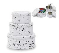 Set of 3 Size Stacking Speckled Food Storage Tins Cake Bin Accessory Container