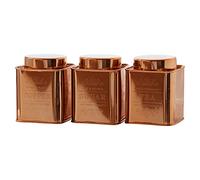 Premier Housewares Set Of 3 Copper Finish Storage Canisters Tea Coffee Sugar Set Kitchen Storage Jars Canister For Sugar Coffee Tea Warm Metallic Airtight Containers 10 x 13 x 30