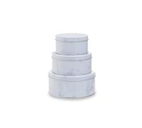 Premier Housewares Set Of 3 White Marble Effect Storage Tins | Nesting Tins With Lids For Cakes, Snacks Or Bakes | Durable Metal With Stylish Marble Print | Storage Solution