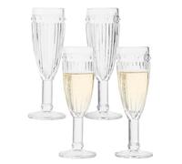 Premier Housewares Set of 4 Chamapgne Glasses | Premium Chamapgne Flutes Set | 160ml Clear Glass Champagne Crystal Glasses for Weddings, Celebrations, Home