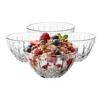 Premier Housewares Set of 4 Crystal Bowls for Kitchen/Stylish Clear Crystal Serving Bowls/Versatile Small Bowls for Serving W12 x D12 x H7cm