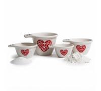 Premier Housewares Set of 4 Heart Measuring Cups | Cream Stackable Set