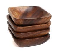 Premier Housewares Set of 4 Small Wooden Snacks Dish Set, Dip Bowl, Small Snack Bowls
