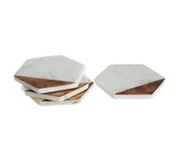 Premier Housewares Marble Coasters, Copper Inlay, White, Set of 4
