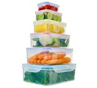Premier Housewares Set of 6 Rectangular Food Containers | Multicolor Food Boxes with Airtight Lids | Food Prep Storage Containers for Snacks, Food, Dry Ingredients