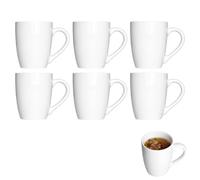 Premier Housewares Set of 6 Tapered White Stoneware Mugs | Tea & Coffee Cup