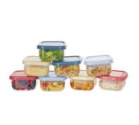 Premier Housewares Set of 8 Multicolour Mini Storage Containers | Durable Translucent Plastic Food Storage Boxes with Textured Lids for Kitchen Organization and Freshness