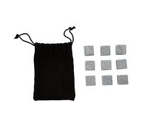 Premier Housewares Set of 9 Granite Ice Rocks/Cubes Packed in a Black Velvet Drawstring Pouch/Dry Stones For Chilling Beverages 2 x 2 x 2
