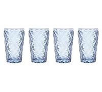 Premier Housewares Set of Four Blue Highball Glasses Vintage Charm for Your Beverage Enjoyment Elevate Your Drink Experience Set of Four 7.5 x 13 x 7.5