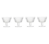 Premier Housewares Set Of Four Clear Dessert Dishes Elegant Dessert Presentation Vintage Glass Bowls with Embossed Diamond Pattern Dessert Bowls 11x11x11