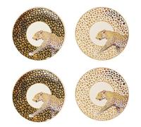 Premier Housewares Set of Four Leopard Print Stoneware Dishes Elegant Black White and Gold Tones Elegant And Modern Design Versatile Serving Durable Materials 12x1x12