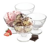 Premier Housewares Set of Four Torta Round Sundae Dishes/Easy to Grip Trifle Bowl Set/Serving Bowls With Footed Base/Clear Glass Bowl Set/Dimensions are W11 x D11 x H9cm/ Weight 1.06.