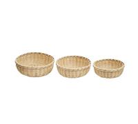 Premier Housewares Set of Three Bamboo Baskets/Hamper Baskets for Gifts/Handwoven Picnic Baskets/Farmhouse Style Picnic Basket/Wicker Basket W26 x D26 x H9cm.
