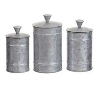 Premier Housewares Set Of Three Galvanised Steel Canisters | Storage Set