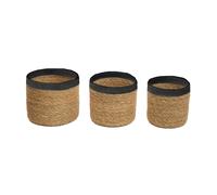 Premier Housewares Set of Three Natural and Black Baskets