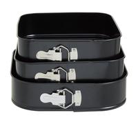 Premier Housewares Set Of Three Non-Stick Square Cake Tins Springform Baking Pans with Spring Form Base Cake Tins Set Of Three For Everyday Use (28 x 7 x 28 cm)