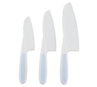 Premier Housewares Set of Three Pastel Blue Knives Ergonomic Grip, Serrated Blade, Hardwearing Plastic, Lightweight, Cutlery Sets, 7 x 1 x 28 cm