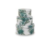 Premier Housewares Set Of Three Storage Tins White And Black Chevron Pattern Round Tins with Removable Lids 20cm x 9cm x 20 cm