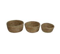 Premier Housewares Set of Three Straw Baskets with Black Detail