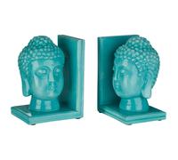 Premier Housewares Set of Turquoise Buddha Head Bookends