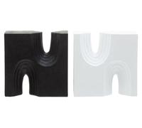 Premier Housewares Set Of Two Black And White Bookends For Shelves Arched Contemporary Book Stopper Bold Black and White Contrast Sturdy Synthetic Bookends For Kids 5.17cm x 13cm x 12.7cm