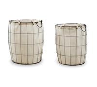 Premier Housewares Set of Two Matte Black Laundry Baskets Modern Grid Design with Removable Cotton Liners Minimalist Design Stylish And Functional Durable Easy to Carry 41x49x41
