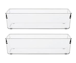 Premier Housewares Set of Two Small Clear Plastic Kitchen Organisers Organization Essentials Organize Makeup Drawer Overdoor Storage 8 x 31 x 20