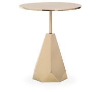 Premier Housewares Shiny Gold Side Table, Sleek Top Side Table with Chunky Base, Gold Finished Bedside Table for Home, Office Premier Housewares Gold