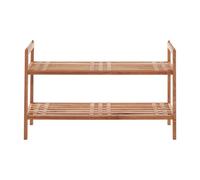 Premier Housewares Shoe Racks Storage Lightweight Two Tier Wooden Shoe Cabinet Natural Finish Shoes Rail / Shoe Rack Organiser Rack 26 x 40 x 69