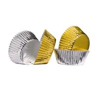 Premier Housewares Silver And Gold 60 Pieces Medium Cupcake Cases Perfect For Baking Greaseproof Cup Cake Cases Shiny Finish Ideal For Parties And Birthdays 8 x 8 x 3
