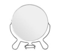Premier Housewares Silver Effect Two Sided Small Shaving Mirror Round Standing Mirror With Swivel Function Perfect For Grooming And Shaving Makeup Mirror
