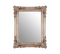 Premier Housewares Silver Frame Wall Mirror Intricate Floral Border For Bedroom / Hallway / Living Room Luxurious w75 x d7 x h95cm