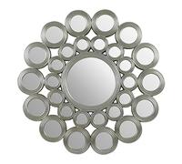Premier Housewares Silver Wall Mirror/Wall Mounted Mirror/Wall Mirrors For Hallway/Bathroom Mirrors/Decorative Silver Wall Mirror/Round Mirror For Living Room Dimensions W119 x D4 x H119cm