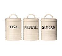 Premier Housewares Sketch Tea/Coffee/Sugar Canisters - Set of 3, Cream, Beige