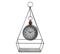 Premier Housewares Small Antique Desk Clock With Pendulum/Wireframe Table Clocks Silver Finish With Copper Detail Clocks For Living Room Tables/Bedroom/Kitchen Table 26 x 64 x 34
