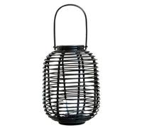 Premier Housewares Small Black Natural Rattan Lantern Boho DecorChic Lantern Decorative Elegance with Sustainably Sourced Design Sleek Handle Natural Warmth and Texture 35x42x35
